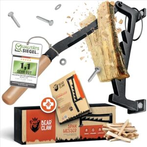 BearClaw Holzspalter manuell - Anzündholz Spalter zur Wandmontage - Handholzspalter, Spanmesser, Wand Holzspalter, Spalter Holz - Indoor & Outdoor Holz spalten - inkl. Anleitung - mit Holzgriff