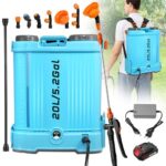 wowspeed Akku Drucksprüher 20L, Elektrischer Pflanzensprüher mit 6 Nebeldüsen, Ladegerät und Teleskopstab, 0-100 PSI Einstellbar Gartenspritze, Rückenspritze mit Verstellbarem Schultergurt