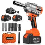 GEARLASSO 1/2" Akku-Schlagschrauber 1600N.M (1200Ft-lbs) Bürstenloser Impact Wrenches, Hochdrehmoment-Schlagschrauber, 21V 2x4.0Ah Akkus Elektro-Schlagmotor Variable Geschwindigkeiten für Auto/LKW/RV