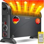 KESSER Konvektor 2000 Watt Heizgerät, 24h Timer | mit Frostwächter | stufenlose Thermosteuerung | Turbo Heizung | 3 Stufen | Tragemulden | Schwarz