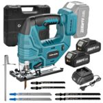 Yofuly Akku Stichsäge für Maa-kita 18V Batterie, Pendelhubstichsäge mit 2x4.0Ah Akkus,7 Variable Geschwindigkeiten 3200SPM ±45°Schnittwinkel,Elektro-Stichsägen 6 Blätter für Holz/Kunststoff/Metall