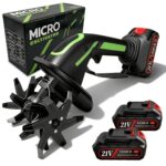 Gartenfräse, 21V Bodenhacke Elektrisch mit 2 Akkus 3000mAh Sternfräse Gartenfräse Akku Garten Geräte mit 4 Metallmesser 10cm Arbeitsbreite 10cm Arbeitstiefe 235 U/min Drehzahl