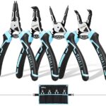 SHALL Sprengringzangen-Set, 4-teiliges robustes 7-Zoll-Sicherungsringzangen, Sicherungsringzange mit 5/64-Zoll-Spitze, umgekehrte Zange für Ringentferner-Halterung mit tragbarer Tasche