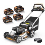 WORX WG761E Nitro Profi Akku Rasenmäher 80V (4x20V) - Kraftvoller Bürstenloser Motor - Radantrieb - 51cm Schnittbreite, 7 Schnitthöhen - Einhand-Schnitthöhenverstellung - mit 4x4Ah Akkus & Powerbank