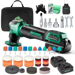 BATOCA S4 Profi Akku Mini Poliermaschine,Rotations&Orbital Polieren,25mm/75mm Rückenplatte,Bürstenloser Motor,Auto Polier Kit für Details,2 12V 2.5Ah Batterien,4 Geschwindigkeiten 2000-5500RPM