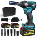 Schlagschrauber Akku 1000Nm für Makita 18V Batterie 3000RPM mit 2pcs 21V 4,0Ah Akku 1/2 Zoll Bürstenloser mit 6 Schlagbuchsen für Schraube und Mutter Auto LKW Reifen Removal