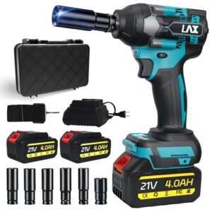 Schlagschrauber Akku 1000Nm für Makita 18V Batterie 3000RPM mit 2pcs 21V 4,0Ah Akku 1/2 Zoll Bürstenloser mit 6 Schlagbuchsen für Schraube und Mutter Auto LKW Reifen Removal