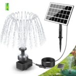 SZMP Solar Springbrunnen für außen 2025 Upgrade,3.5W Solar Teichpumpe LED-Lichtern mit 8 DIY Effekte,16.4ft Kabel,2000mAh Akku,Solar Wasserpumpe Solar schwimmender Fontäne Pumpe für Garten,Vogel-Bad