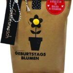 WUN0212 Geburtstagsblumen-Handtasche, Braun, Unisex, Eimerförmig, Floral, Blumensaat zum Selbstpflanzen, für Geburtstag, Gartenfreunde, Geschenk