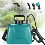 TLGREEN Drucksprüher 5L, 7.4V Stärker Elektrischer Pflanzensprüher, mit 3 Düsen & Verstellbarer Schultergurt, USB-aufladbarem Griff mit Teleskopstab für Gartenspritze, Unkrautspritze & Wassersprüher