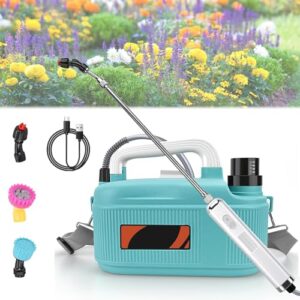 Akku Drucksprüher 5L,Elektrischer Pflanzensprüher mit 3 Düsen,USB-Aufladung,Unkrautspritze Teleskopstab & 4700 mAh Akku für Garten,7.4V Gartenspritze,Unkrautbekämpfung & Reinigung