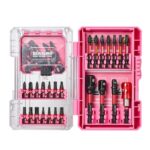Geinxurn 45-teiliger Schraubendreher-Bitsatz aus schlagfestem, S2-Stahl Magnetische Torx/Phillips/Pozidriv/Schlitz/Hex-Kopf Bit Set, 1/4” Sechskantschaft, inkl. Bit-Halter mit Rosa Aufbewahrungsbox