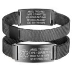 Notfallarmband SOS ID Armband Personalisierte - Verstellbare Edelstahl Medizinisches SOS Armband mit Gravur Diabetes Allergie Epilepsie Telefonnummer Notfall Armbänder für Herren Erwachsene Senioren