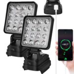 Akku LED Arbeitsleuchte Für Makita 18v - 27W Led Baustrahler Akku lampe, Tragbarer LED Strahler Akku Scheinwerfer, Flutlichter Baustellen Lampe mit USB Aufladung (kein Akku), 2 Stück