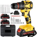 21V Bürstenlos Akkuschrauber, Akku Bohrschrauber mit 2 Akkus 2.0Ah, 70 Nm, 25+3 Drehmomentstufen, 2 Gang Cordless Screwdriver,LED-Licht,10mm Bohrfutter,Für Reparatur & DIY