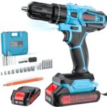 Olubfdh Akkuschrauber, 21V Akku Bohrschrauber Set mit Akku 1×2000mAh 45Nm Drehmoment Max 25+3 Drehmomentstufen (2-Gang & LED) mit Ladegerät, für Haus und Garten DIY Projekt (Blau)