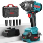 ENEACRO 20V Akku Schlagschrauber, Hochleistungs-Schlagschrauber 1/2 Zoll, 1000 N.m Drehmoment, Bürstenloser Schlagschrauber mit 3-Gang-Einstellungen, LED-Licht, 4000mAh Akku, Schnellladegerät