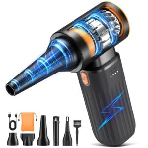 Kotopa Elektrische Staubgebläse, 3 Gang 200000 RPM Electric Air Duster mit 8000 mAh Akku Ultraleise Druckluft für PC Reinigungsset, Tastaturen, Autos und Außenbereich (Schwarz)