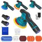 Akku Poliermaschine Set, Exzenter Poliermaschine mit 2 Batterien, Auto Poliermaschine Set 22pcs, Kabellos Akku Auto Poliermaschine,8 Variable Geschwindigkeiten Akku Wachsmaschine für die Autodetailing