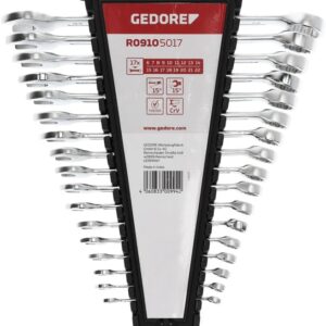 GEDORE red Ring-Maulschlüssel-Satz, 17-teilig, SW 6-22, Chrom-Vanadium-Stahl, Silber