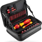 Wiha Elektriker Werkzeug Set slimVario® - 32-teiliges Wechselbitsystem inklusive Funktionstasche & vollisolierten Steckschlüsseln (43465)