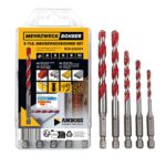 Amboss Mehrzweck Bohrer Set Multifunktionsbohrer Multibohrer 5teilig Ø 4,5,6,8,10 mm | für Holz, Bleche, Gipskarton, (Edel-) Stahl, Mauerwerk uvm. | für Bohrmaschinen/Akkuschrauber