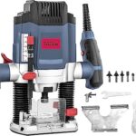 Güde 58117 Oberfräse OF 1200 E (1200 W, Hubhöhe: 55 mm, 7-fach einstellbarer Tiefenanschlag, Spannzangenaufnahme: 6 + 8 mm, 2-Säulen Führung, stufenlose Drehzahlregulierung, inkl. 6 Fräsaufsätze uvm.)