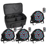 U`King 4 PCS RGB Bühnenlicht Akku mit Par Bag, Wiederaufladbare 36 LED Strahler Par Licht mit Fernbedienung und Timing, Akku Strahler Outdoor für Hochzeit DJ Disco Events Indoor Tanzparty Kirche