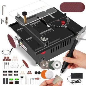 Tewpoy Mini-Tischsäge für Handwerker, Tragbare Mini Tischkreissäge, 100W Power Multifunktions-Tischsäge, 7-Gang einstellbar, 0-90° Schneiden, für DIY, Holz, Acryl und PCB schneiden
