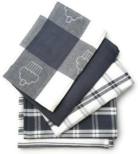 LivinEase Geschirrtücher - Küchentücher aus 100% Baumwolle - 5er-Pack Saugfähiges Set 70 x 50 cm, Grau