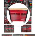 Kraftwelle Werkzeugwagen XXL + Werkzeug +12 Schubladen mit Soft Close Mechanik| 457 Teilig | Abschließbar | Davon 10 mit Werkzeug | | Werkstattwagen Werkzeugkasten Werkzeugkiste