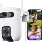 EZVIZ 5MP+5MP Überwachungskamera Aussen WLAN mit Dual-Lens, 360° Pan & Tilt Überwachung Outdoor, KI Personen/Fahrzeugerkennung, Auto-Tracking, Farbnachtsicht, Wetterfest, 2-Wege-Audio, C9c Dual 3K