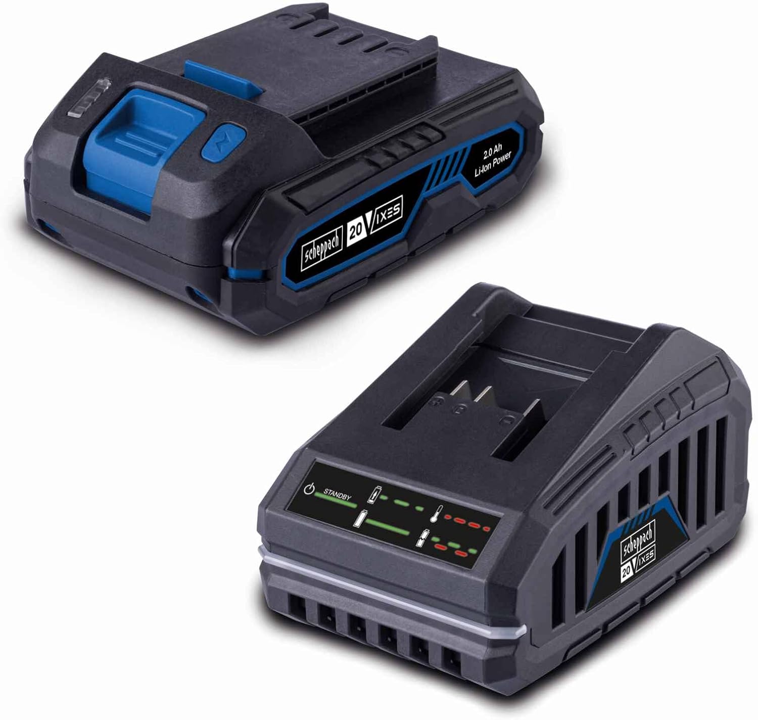 Original Scheppach 20V Akku 4Ah Ersatzakku SBP4.0 | 20V-IXES-Serie | Ladezeit 60–120 Min. je nach Ladegerät | 3-stufige Ladeanzeige | Staub -& korrosionsgeschützt | effizientes Einzelzellenmanagement – Bild 5