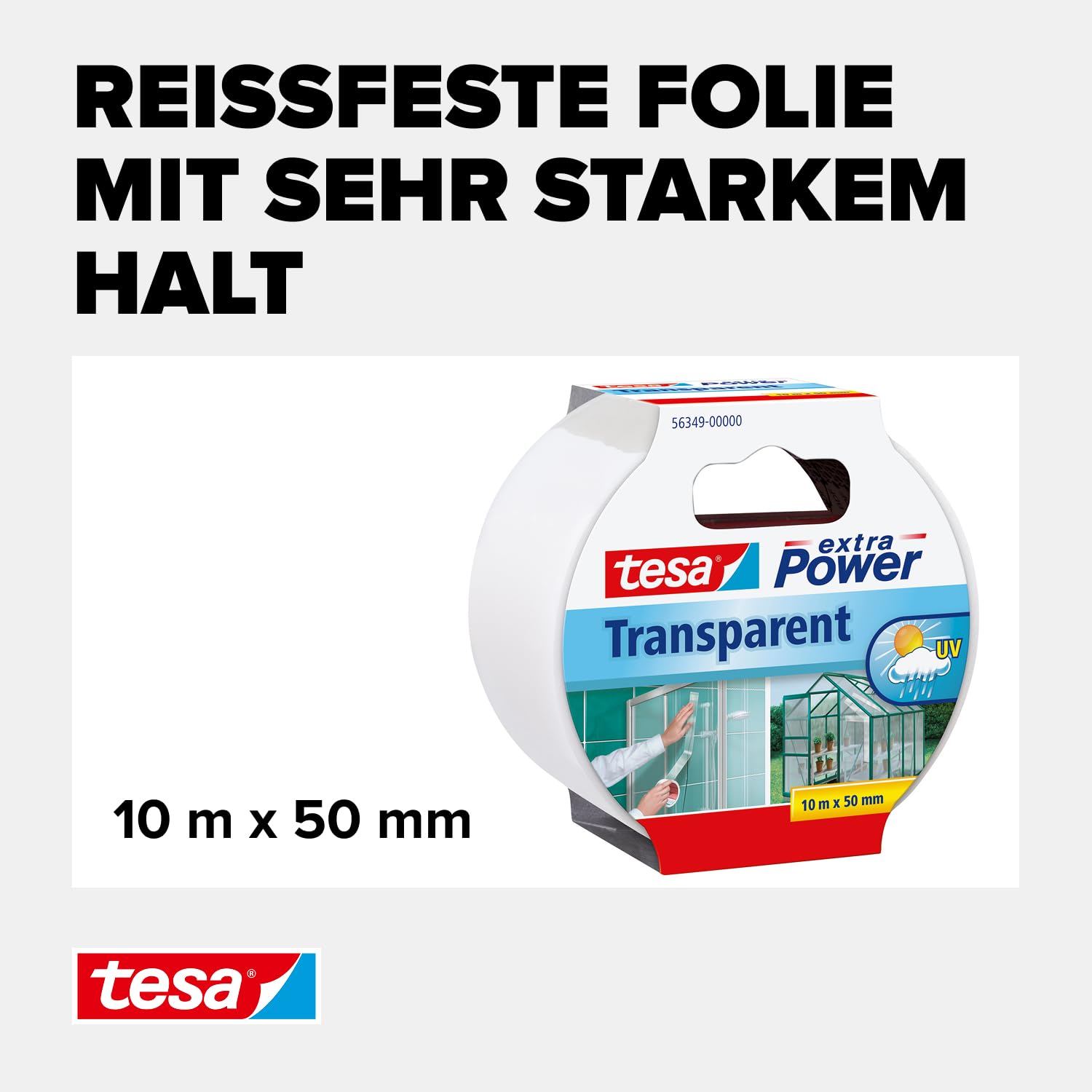 tesa extra Power Reparaturband transparent, selbstklebend, für Haushaltsreparaturen, 10m x 50mm – Bild 3