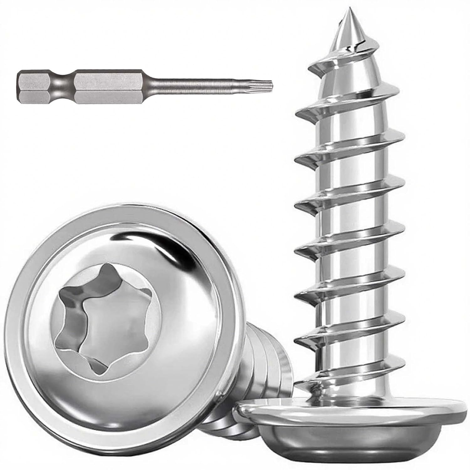 Dayalo 30 Stück Blechschrauben Torx M4 x 16mm, Blechschrauben Edelstahl A2 V2A, Linsenkopfschrauben Holz, Selbstschneidende Schrauben mit Scheibe, mit Schraubendreher Bit, Vollgewinde