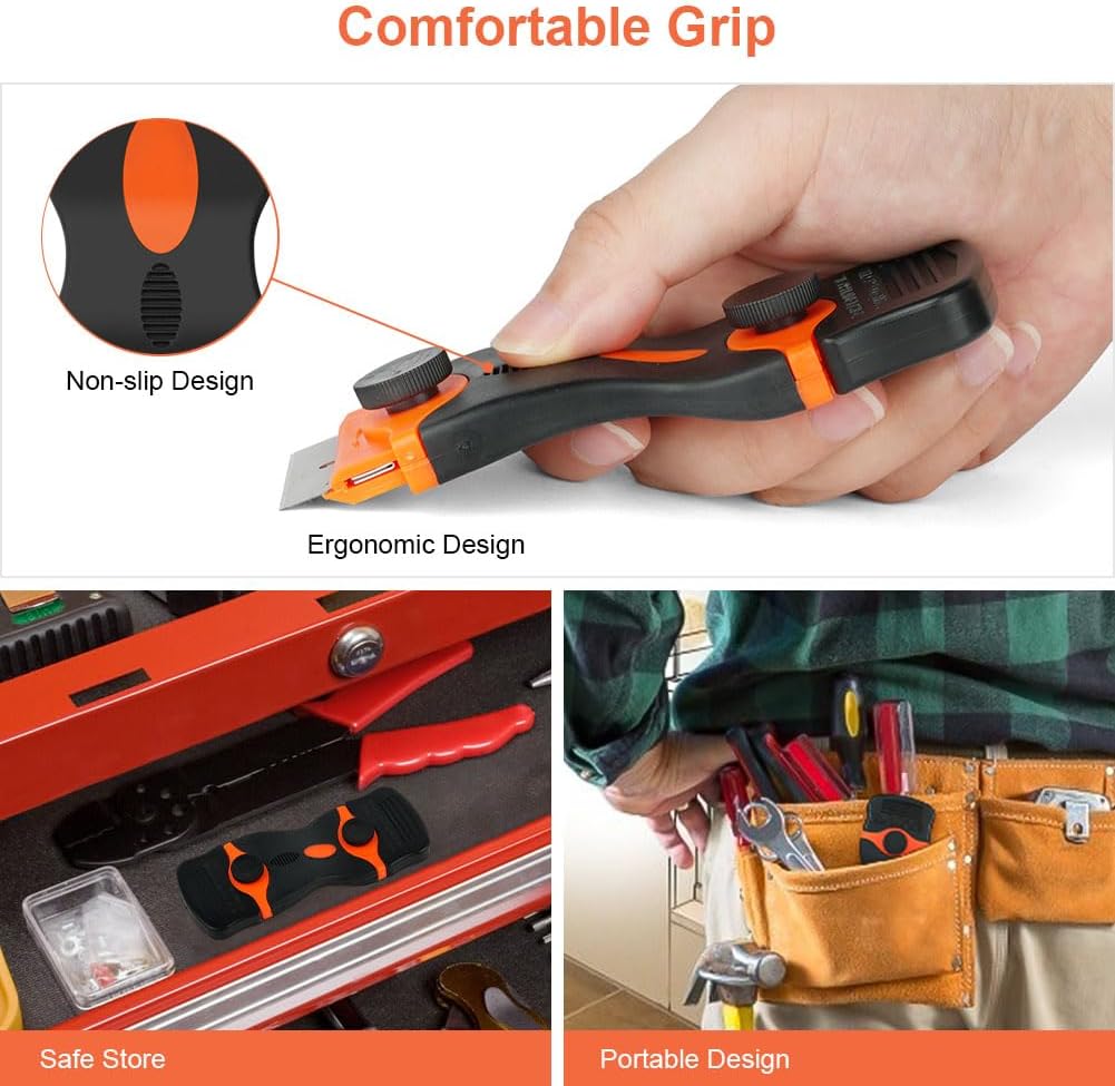 Ainiv Schaber Set, Stabiler Kochfeldschaber mit 20 Ersatz-Klingen, Schaber Küchenschaber, Kochfeldschaber, Reinigungsschaber, Herd Glasschaber, Herdschaber für Backofen, Glaskeramik-Orange – Bild 5