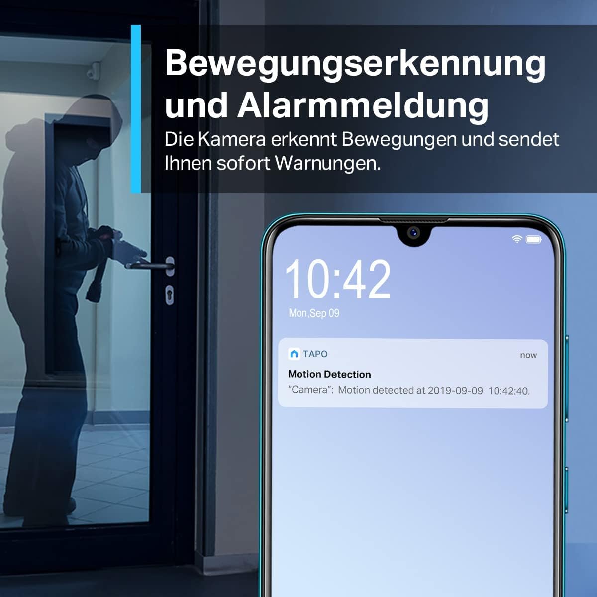 Tapo TP-Link C210 WLAN IP Kamera Überwachungskamera (Linsenschwenkung und Neigung, 3MP-Auflösung, 2-Wege-Audio, Nachtsicht zu 9m, bis zu 256 GB lokaler Speicher) Weiß/Schwarz, 1 Stück (1er Pack) – Bild 3