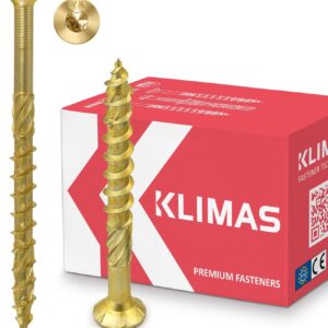 KLIMAS Holzschrauben Torx - Spanplattenschrauben Gelb - Senkkopfschrauben - Terrassenschrauben - Universalschrauben - Dachkonstruktion Schrauben Set - Holzschrauben 5x100 mm - 200 Stück
