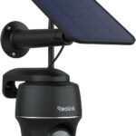 Reolink 5MP Solar Überwachungskamera Akku, 355°/140° Schwenkbar WLAN Kamera Outdoor Kabellos 2, 4/5GHz WiFi, Farbnachtsicht, Personen/Auto/Tiererkennung, Standalone, Argus PT(Schwarz)+Solarpanel