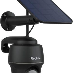 Reolink 5MP Solar Überwachungskamera Akku, 355°/140° Schwenkbar WLAN Kamera Outdoor Kabellos 2, 4/5GHz WiFi, Farbnachtsicht, Personen/Auto/Tiererkennung, Standalone, Argus PT(Schwarz)+Solarpanel