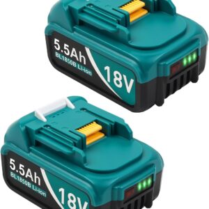 5500mAh 18 V Li-Ion Ersatzakku BL 1855B BL1860B BL1860 BL1850B BL1850 BL1840 BL1830 BL1815(2 Stück)