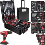 18 V elektrisches Bohrmaschinen-Set, Elektrowerkzeug-Set, Akku-Bohrschrauber für Herren, Haushalt, Heimwerker, Handwerkzeug-Kits, 18 + 1 Kupplung, schnurloses Bohrer-Set für Thanksgiving, Weihnachten