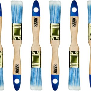 Hardy Working Tools 6 STK. Flachpinsel-Set 25 mm Serie 42, Lasurpinsel für Holzstreichen, Lackpinsel für Metall mit synthetischen Hellen Borsten.