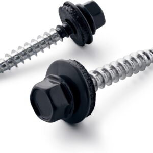 Trapezblechschrauben (4,8 x 35 mm / 250 Stück/RAL 7016 – Anthrazitgrau) Selbstbohrende Bohrschrauben - Selbstschneidene Schrauben mit EPDM Unterlegscheiben - Sechskant Metalldachschrauben