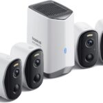 Baseus Security Überwachungskamera Aussen Kabellos 16TB Erweiterbarer Speicher, 210Tage Akku, IP67 Wetterfest, Nachtsicht, Kamera Überwachung WLAN mit 2K HD, 145°, 16GB Lokal Speicher - N1 4-Cam Kit