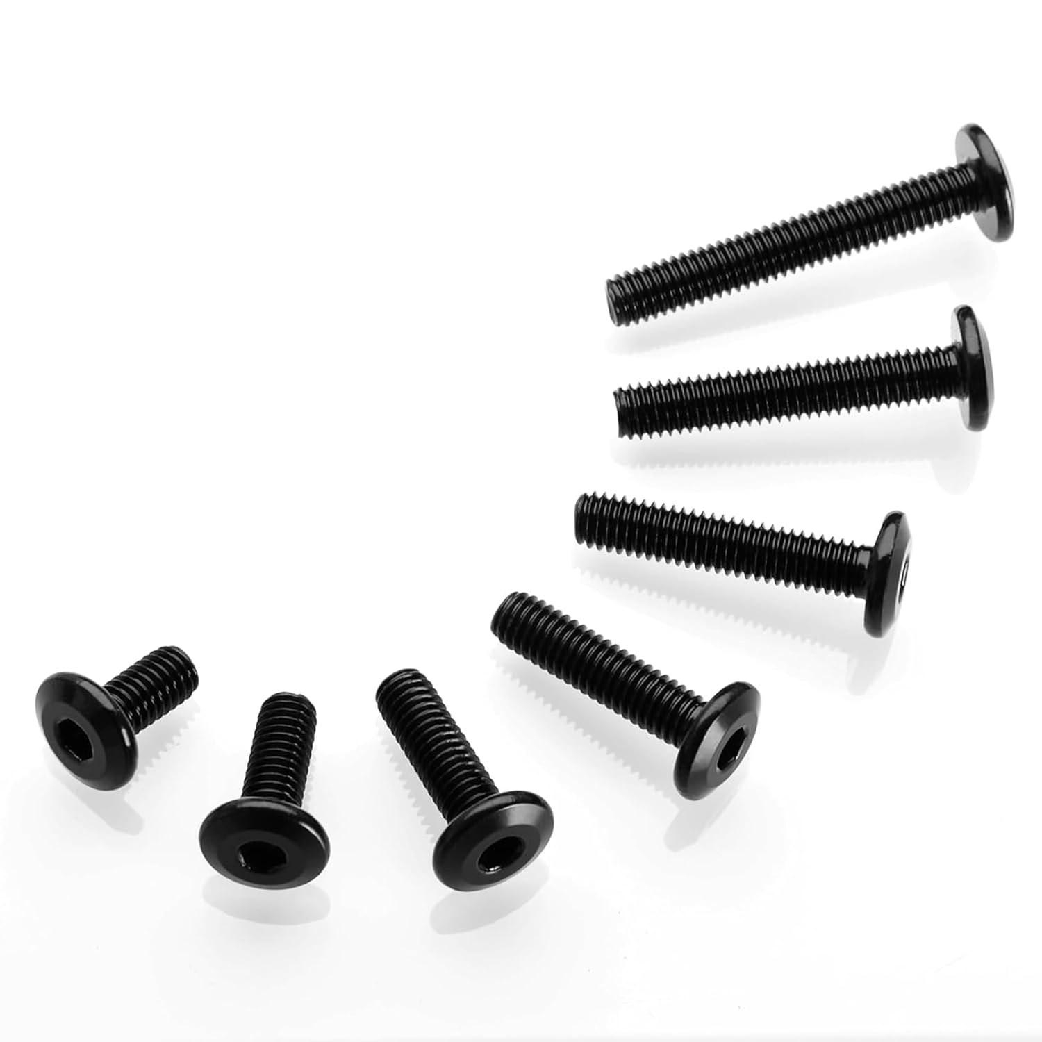 20 Stück M5 x 12 Schrauben, Flachkopfschrauben, Innensechskant Edelstahl A2 V2A Vollgewinde Schwarzes Oxid mit Hex Key – Bild 4