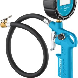 HAZET Reifenfüll-Messgerät 9041D-1 I Digitale Anzeige, beleuchtet, Messbereich: 0-12 bar, Schlauchlänge: 400 mm, Manometer-Durchmesser: 63 mm I Reifendruckprüfer für Auto, Motorrad, Lkw uvm.