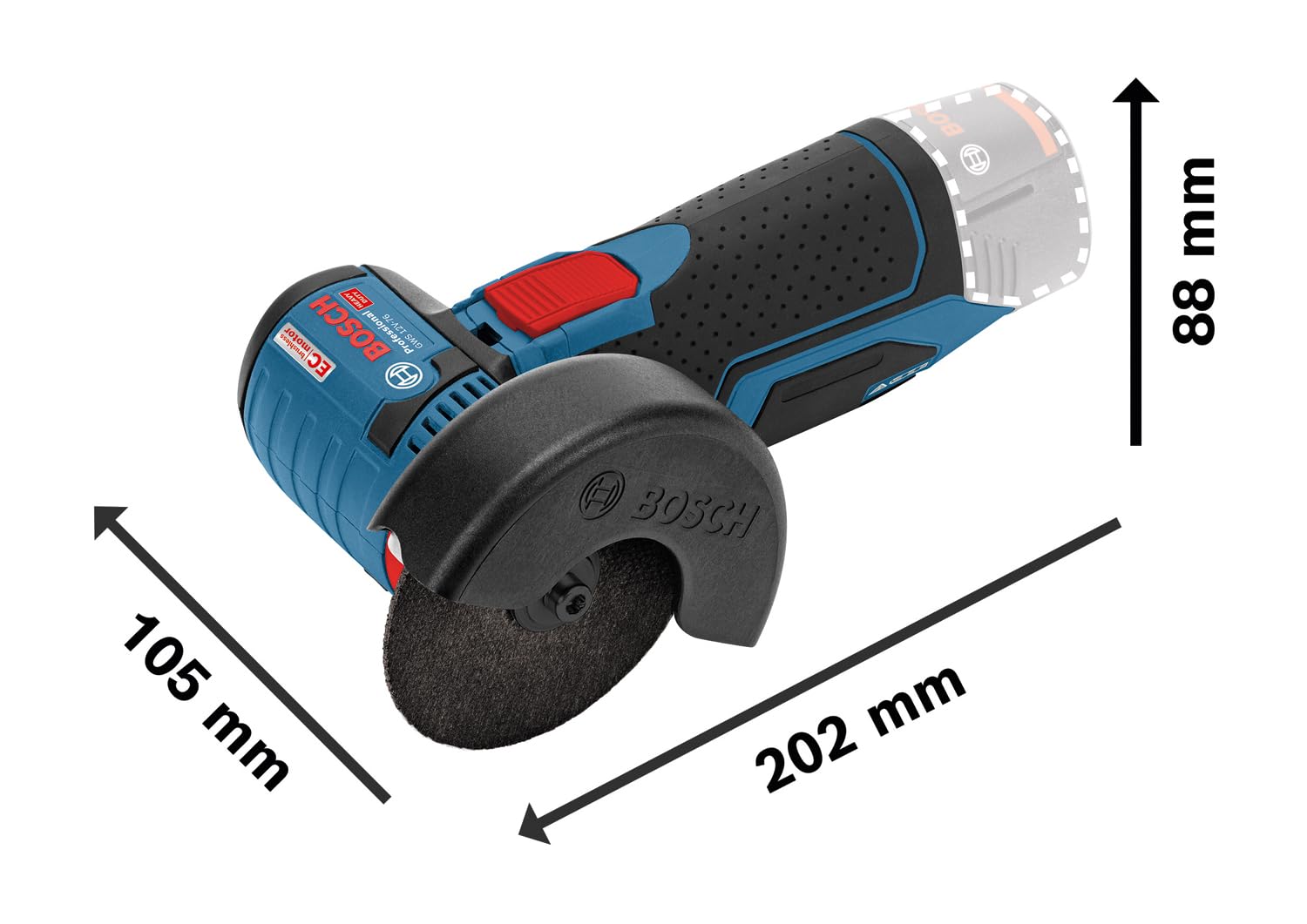Bosch Professional 12V System Akku Winkelschleifer GWS 12V-76 (inkl. 2x Trennscheibe Expert for Inox, 1x Hartmetall - Trennscheibe Carbide Multi Wheel, 2x Einlage, L-BOXX, ohne Akku/ Ladegerät) – Bild 3