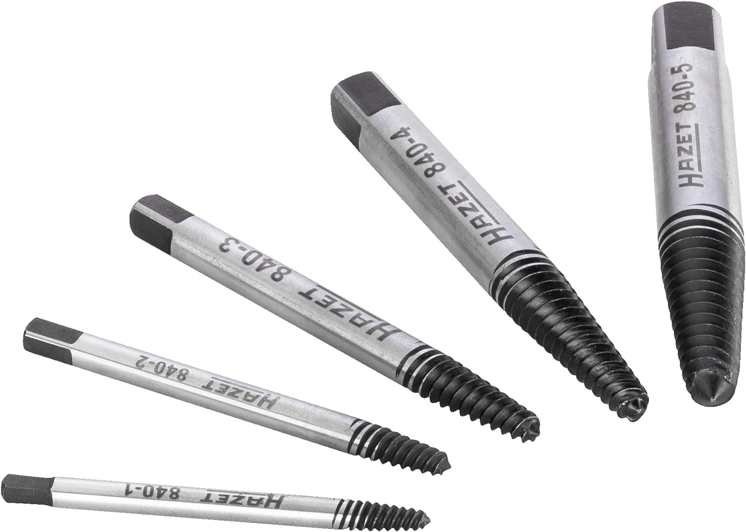 HAZET Schraubenausdreher-Satz 840/5 I 5-teilig in praktischem Kunststoff-Kasten I Linksausdreher zum lösen und entfernen von festsitzenden oder abgebrochenen Schrauben