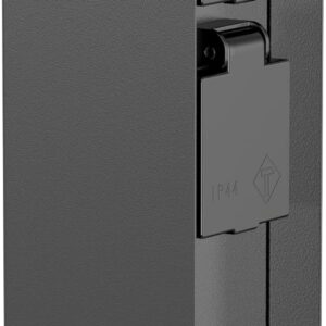 ledscom.de Garten Steckdosensäule POMI für außen, IP44, 2-Fach, Edelstahl, anthrazit, eckig, 23 cm